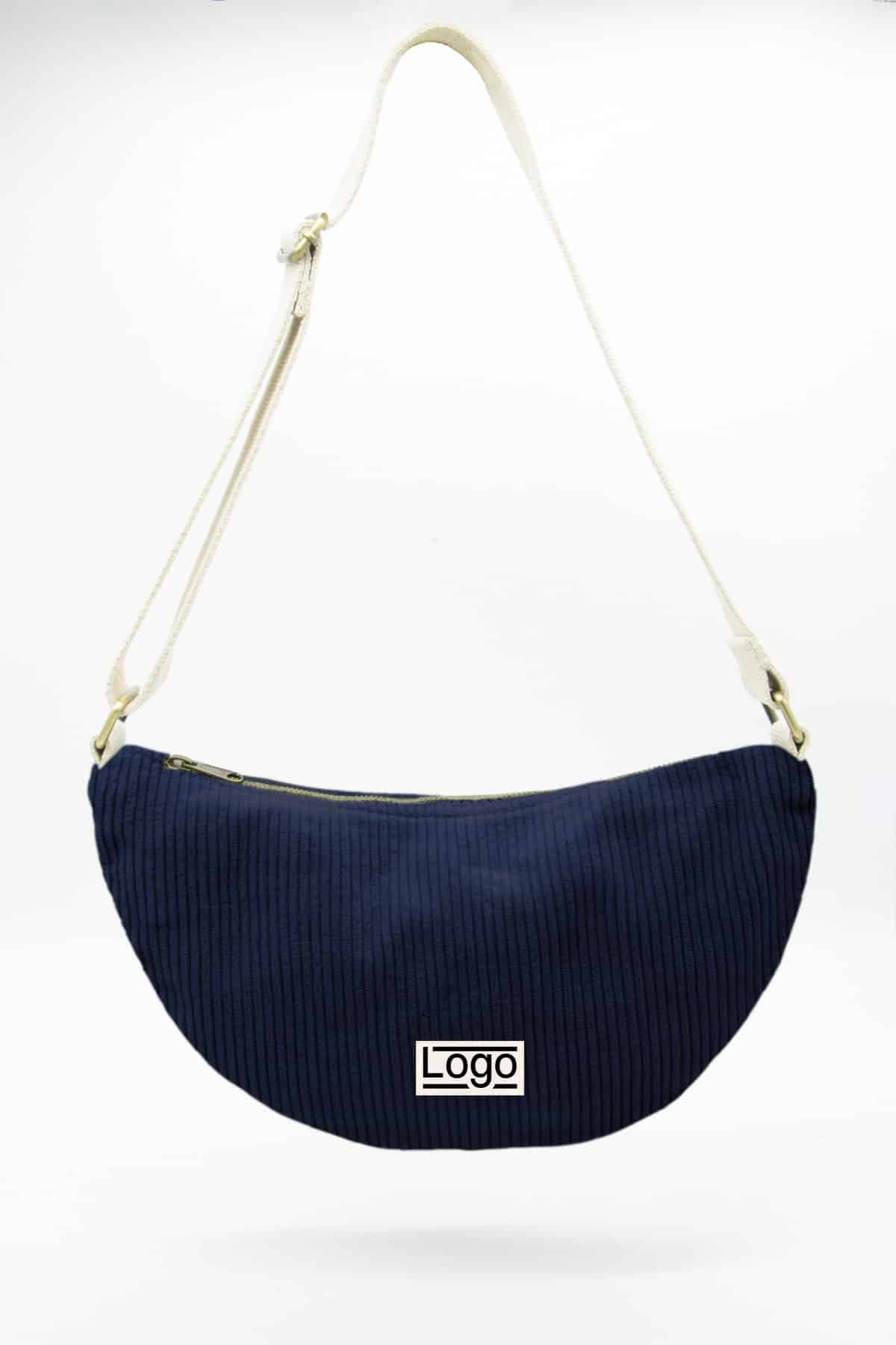Sac demi-lune publicitaire Inès Velours marine